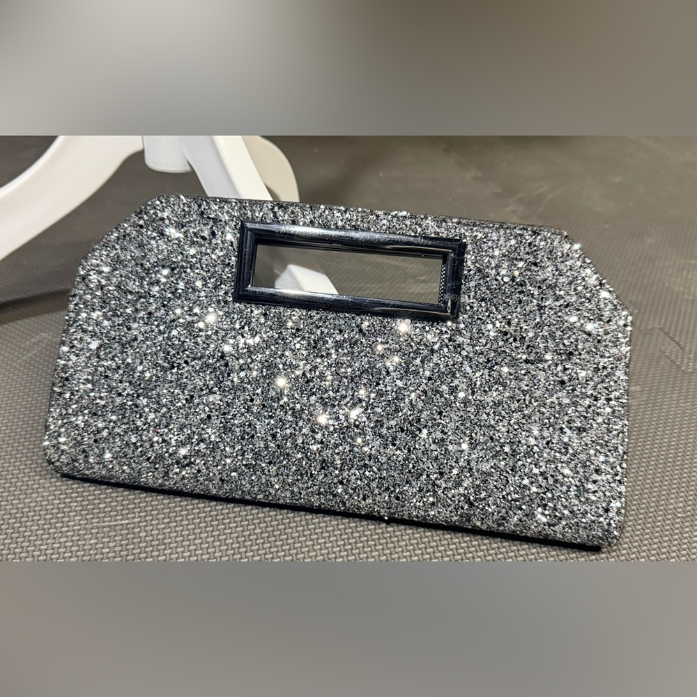 Express Sparkling Black and Silver Clutch